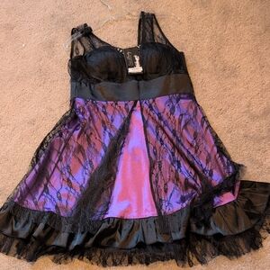 Ever Pretty Black Lace Dress with Gold Accents